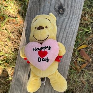Yellow Stuffed Bear with Pink Heart